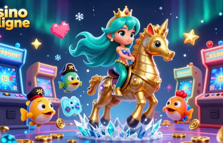 Plongez dans l'univers du casino en ligne avec notre illustration captivante d'une princesse sirène.