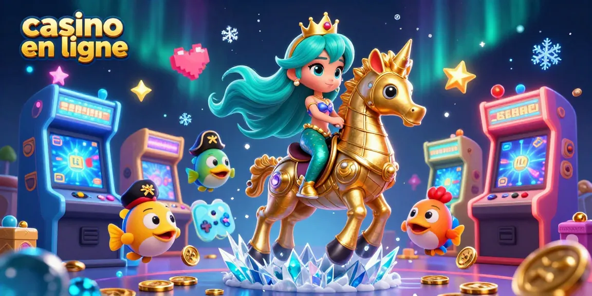 Plongez dans l'univers du casino en ligne avec notre illustration captivante d'une princesse sirène.
