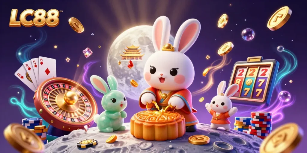 Join LC88's exciting gaming world where luck meets culture as the moon rabbit reveals poker treasures.