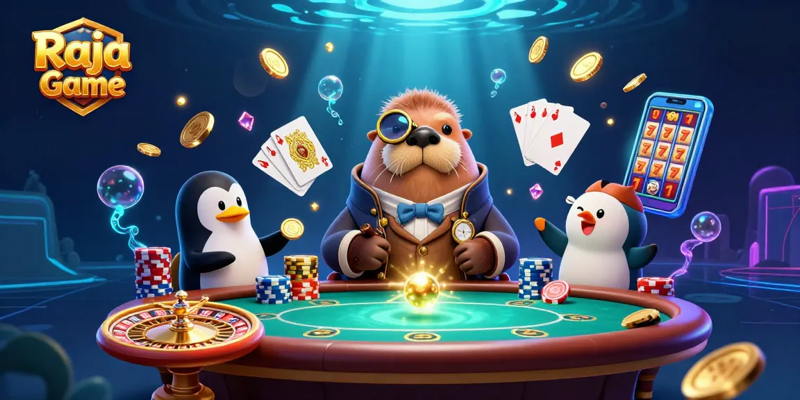 Experience the thrill of Raja Game with a jolly walrus, sophisticated penguin dealer, and pufferfish bluffing.
