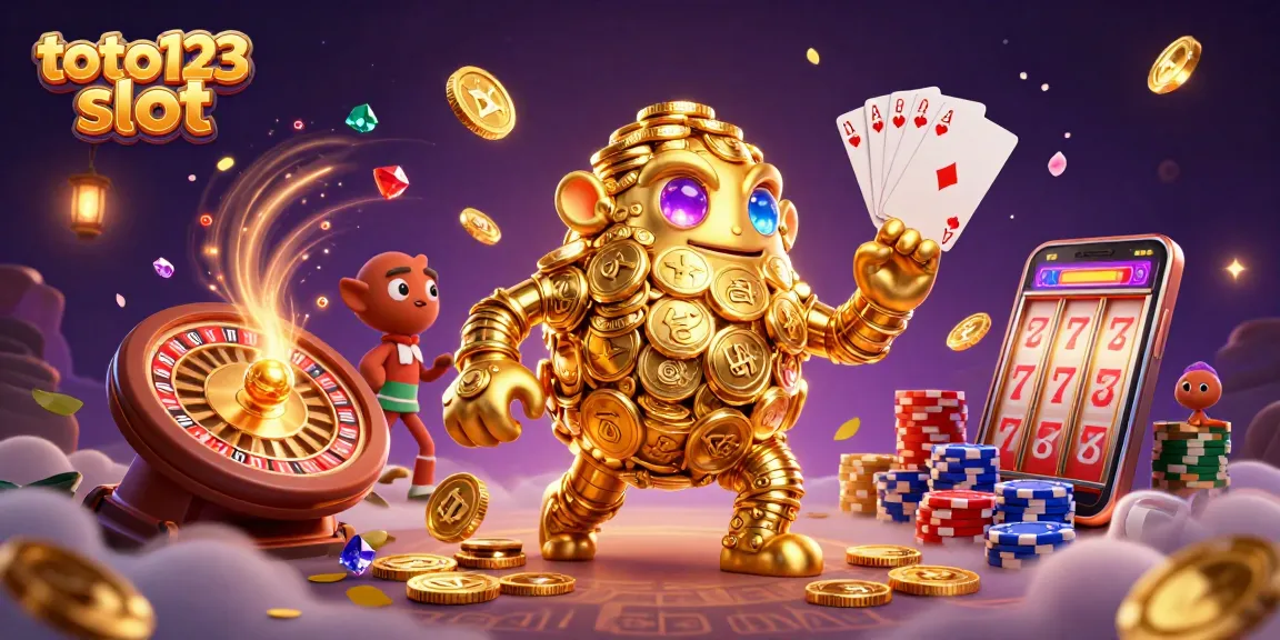 Experience thrilling gameplay with toto123 slot featuring a vibrant 3D scene of rich casino elements.