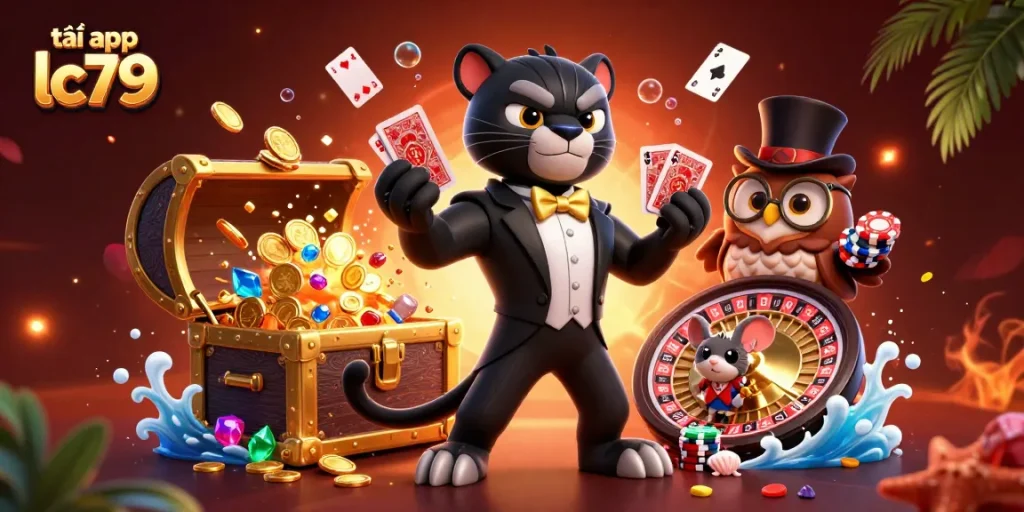 Tải app lc79 để tham gia vào những trò chơi bài hấp dẫn với panther, cú và chuột may mắn.