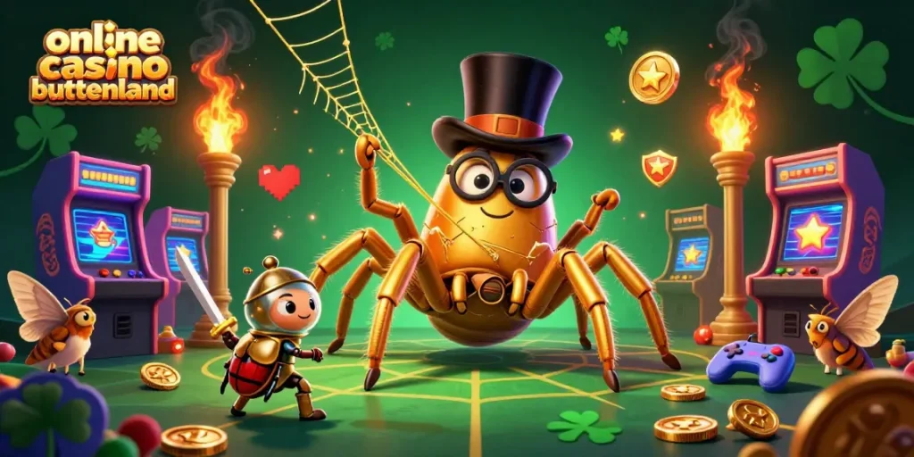 Engage in the excitement of online casino buitenland with this vibrant 3D casino scene featuring characters and arcade elements.